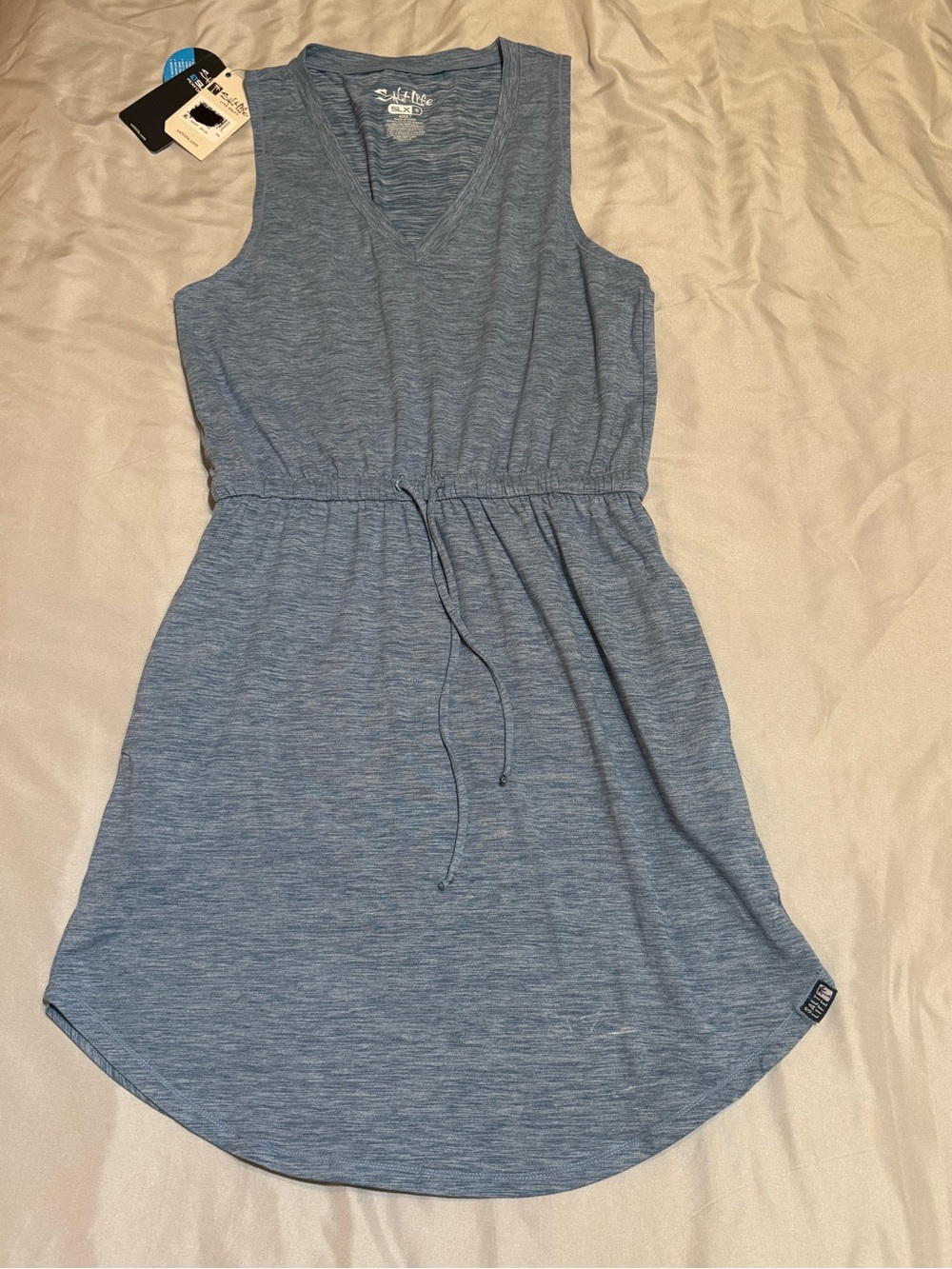 Salt Life Women’s Heather Blue V-Neck  SLX Performance Dress NWT